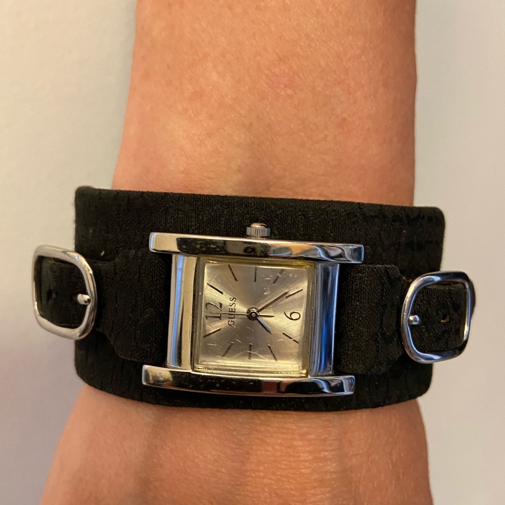 GUESS Faux Suede Cuff Watch